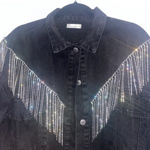 Rhinestone Tassle Denim Jacket